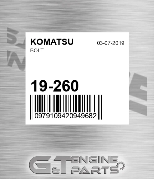 19-260 Bolt for KOMATSU
