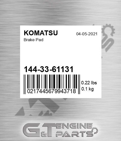 144-33-61131 Brake Pad for KOMATSU