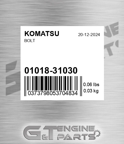 01018-31030 Bolt for KOMATSU