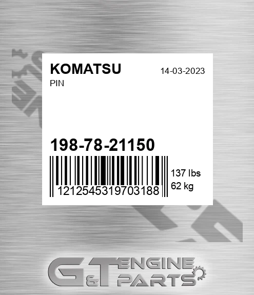 198-78-21150 Pin for KOMATSU