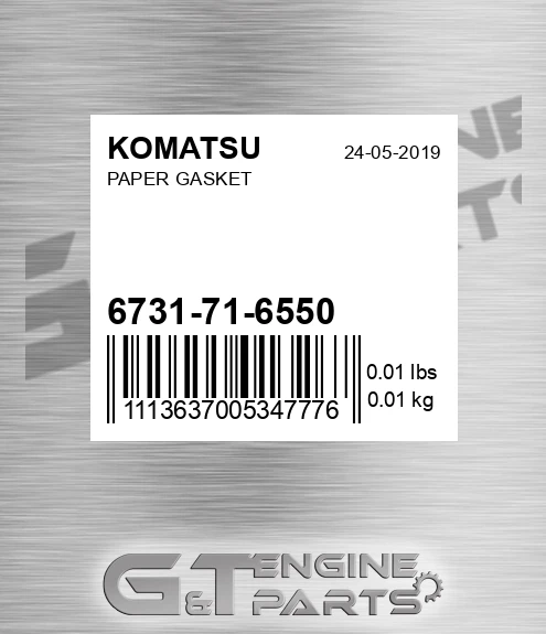 6731-71-6550 Paper Gasket for KOMATSU