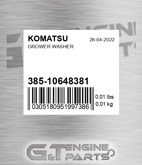 385-10648381 Grower Washer for KOMATSU