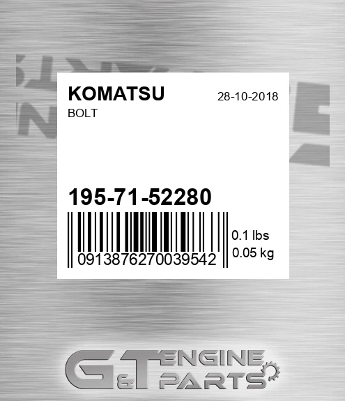 195-71-52280 Bolt for KOMATSU