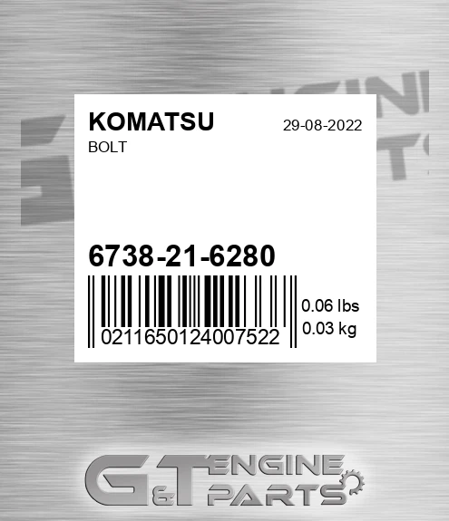 6738-21-6280 Bolt for KOMATSU