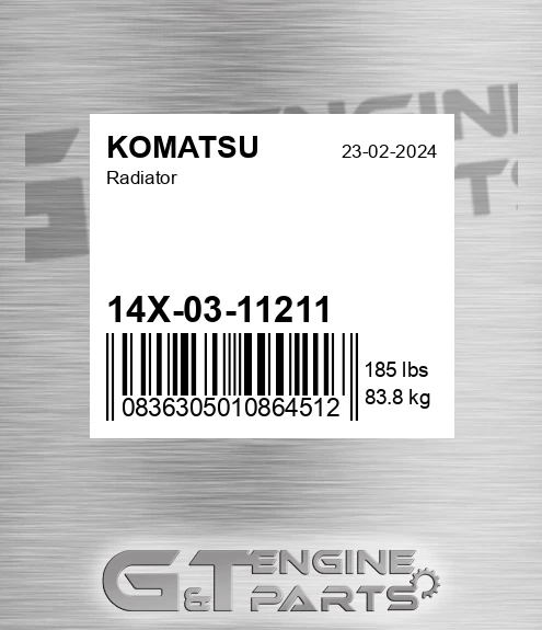 14X-03-11211 Radiator for KOMATSU