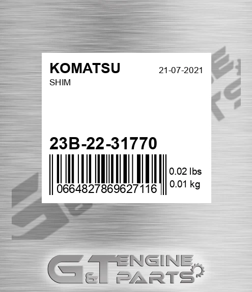23B-22-31770 Shim for KOMATSU