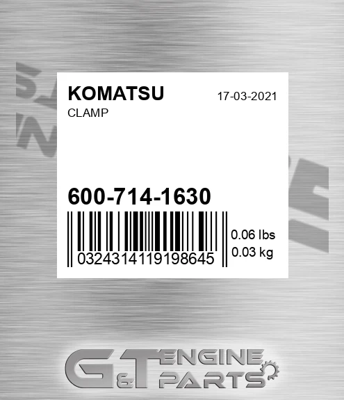 600-714-1630 Clamp for KOMATSU