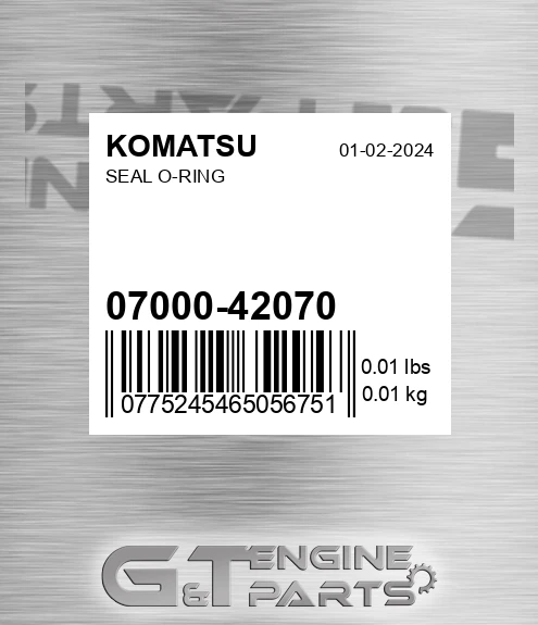 07000-42070 Seal O-ring for KOMATSU
