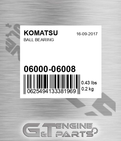 06000-06008 Ball Bearing for KOMATSU