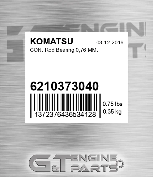 6210373040 Con. Rod Bearing 0,76 Mm. for KOMATSU