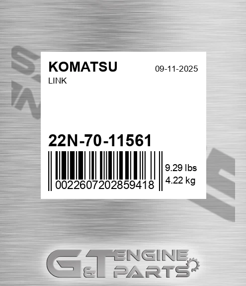 22N-70-11561 Cam for KOMATSU