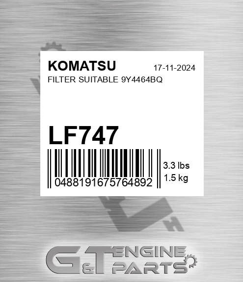 LF747 KOMATSU Filter Suitable 9y4464bq