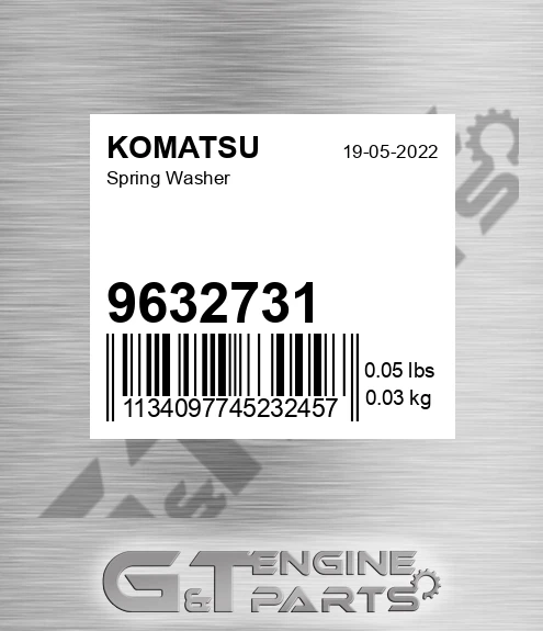 9632731 KOMATSU Spring Washer