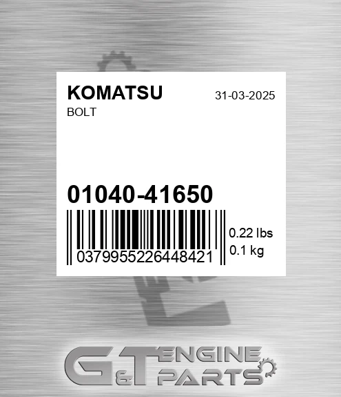 01040-41650 Bolt for KOMATSU