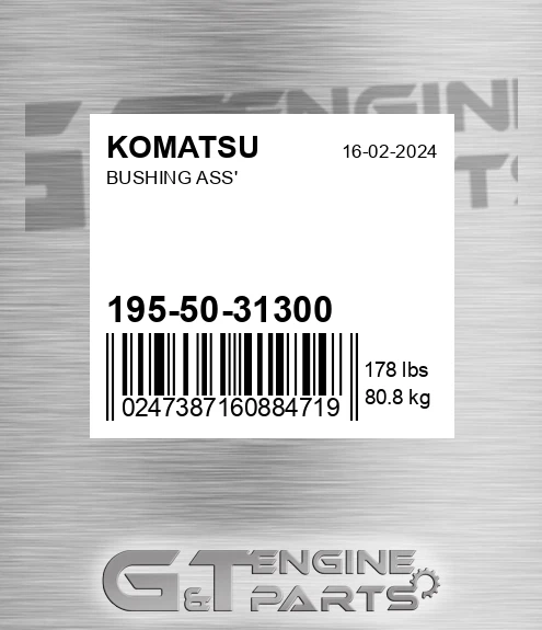 195-50-31300 Bushing Ass' for KOMATSU
