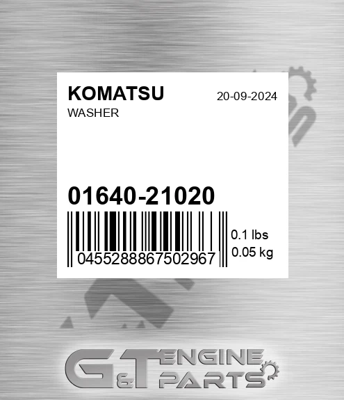 01640-21020 Washer for KOMATSU