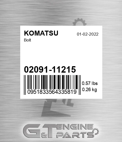 02091-11215 Bolt for KOMATSU