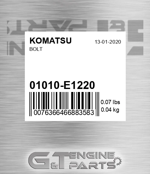 01010-E1220 Bolt for KOMATSU