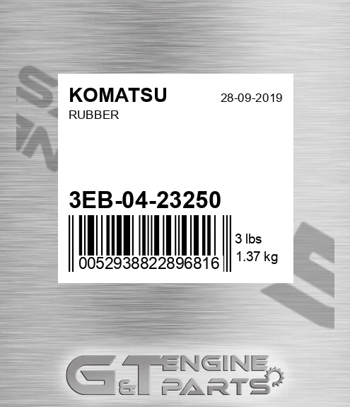 3EB-04-23250 Rubber for KOMATSU