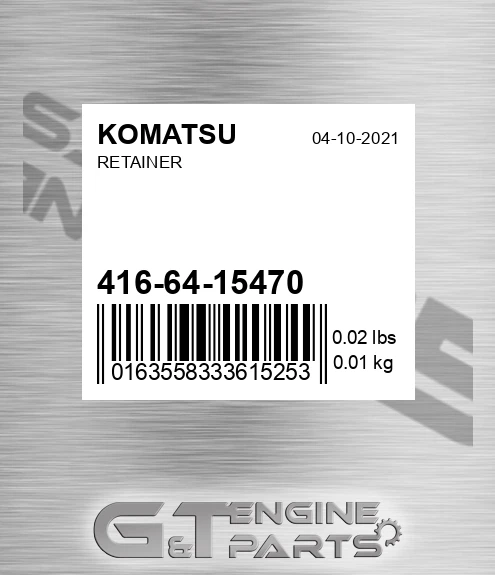 416-64-15470 Retainer for KOMATSU