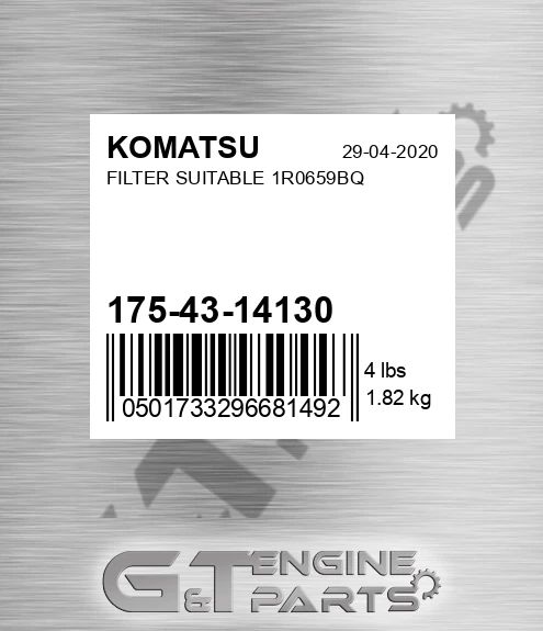 175-43-14130 Filter Suitable 1r0659bq for KOMATSU