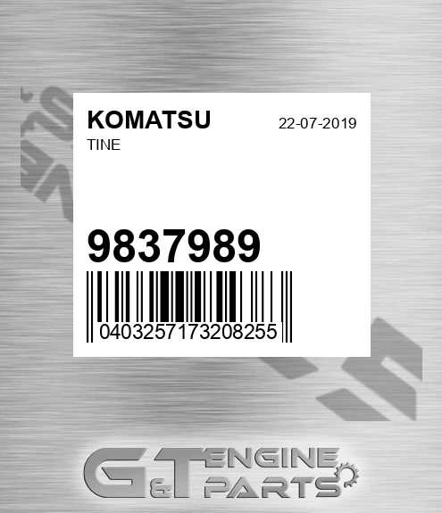 9837989 Tine for KOMATSU