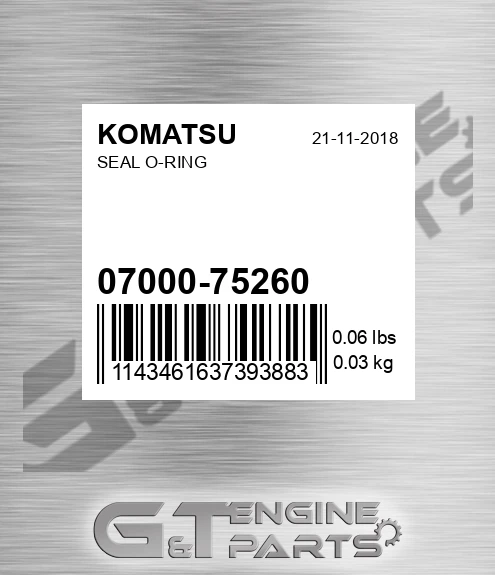 07000-75260 Seal O-ring for KOMATSU