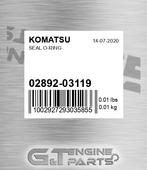 02892-03119 Seal O-ring for KOMATSU