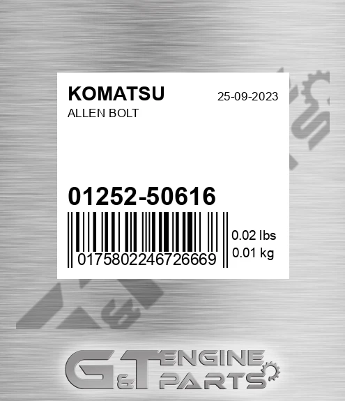 01252-50616 Allen Bolt for KOMATSU