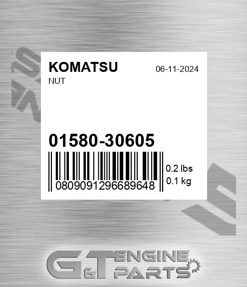 01580-30605 Nut for KOMATSU