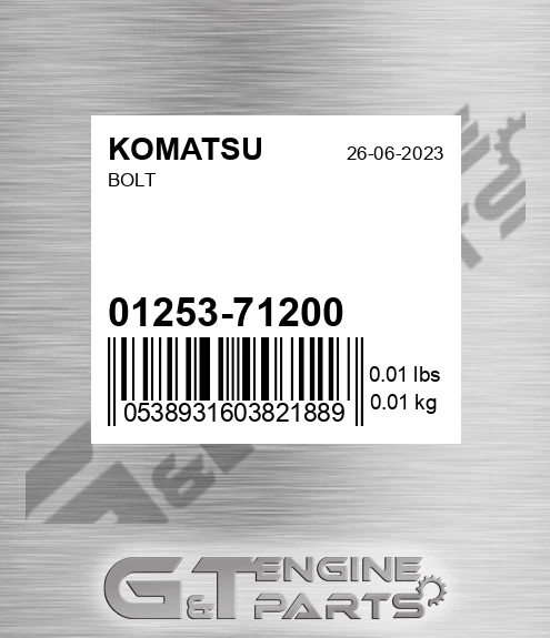 01253-71200 Bolt for KOMATSU