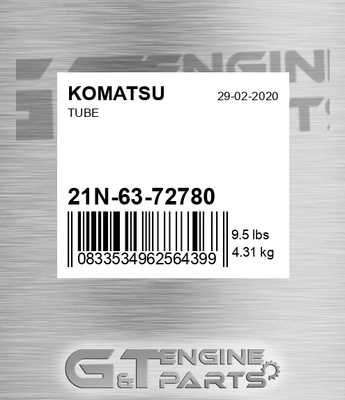 21N-63-72780 Tube for KOMATSU