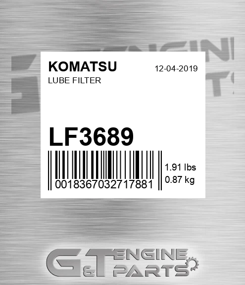 LF3689 KOMATSU Lube Filter