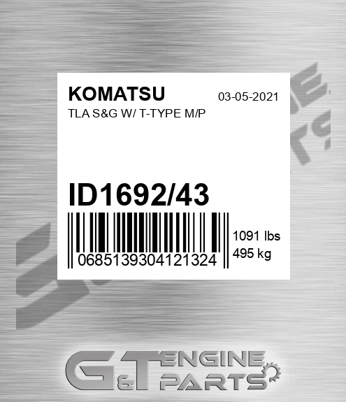 ID1692/43 Tla S&g W/ T-type M/p