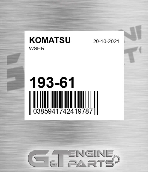 193-61 Wshr for KOMATSU