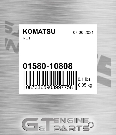 01580-10808 Nut for KOMATSU