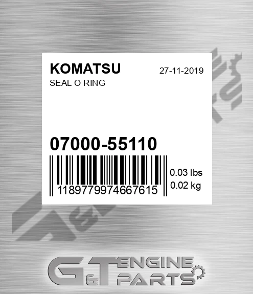 07000-55110 Seal O Ring for KOMATSU