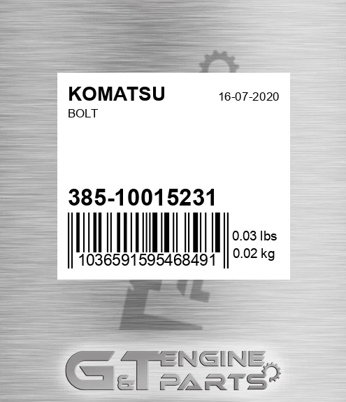 385-10015231 Bolt for KOMATSU
