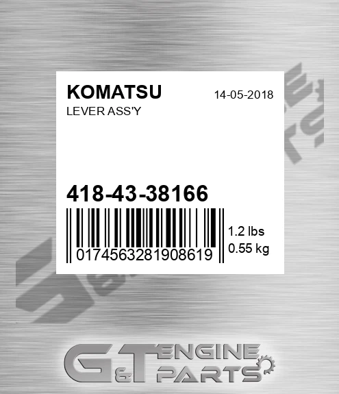 418-43-38166 Lever Ass'y for KOMATSU