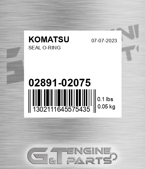 02891-02075 Seal O-ring for KOMATSU