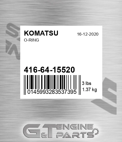 416-64-15520 O-ring for KOMATSU