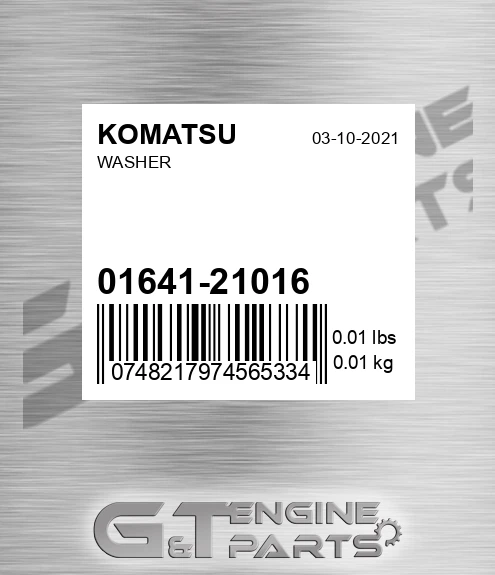 01641-21016 Washer for KOMATSU