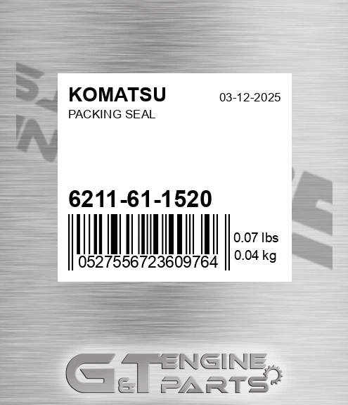 6211611520 Packing Seal for KOMATSU