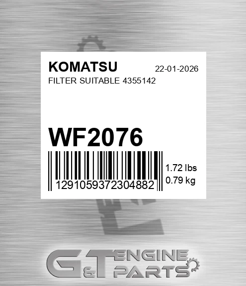 WF2076 Filter Suitable 4355142 for KOMATSU