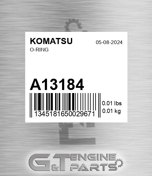 A13184 KOMATSU O-ring
