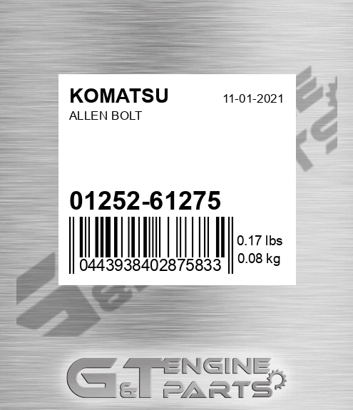 01252-61275 Allen Bolt for KOMATSU