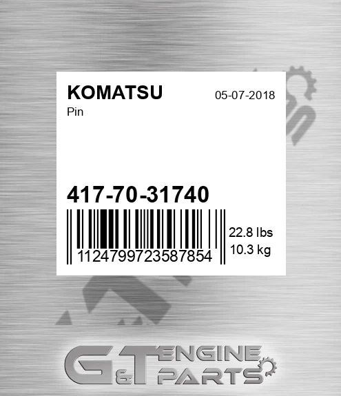 417-70-31740 Pin for KOMATSU