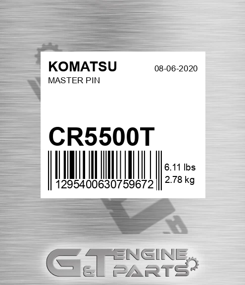 CR5500T Master Pin for KOMATSU