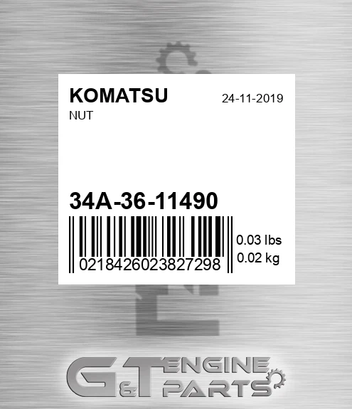 34A-36-11490 Nut for KOMATSU