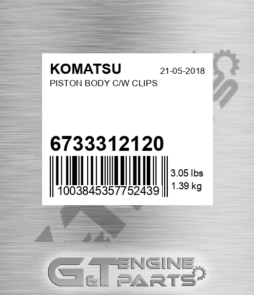 6733-31-2120 Piston Body C/w Clips for KOMATSU